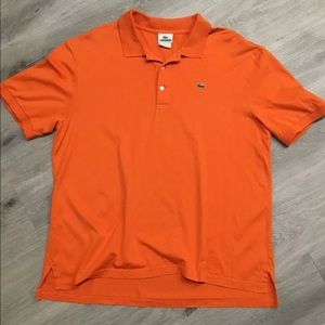Lacoste Solid Orange Mens Crocodile Logo  Short Sleeve Polo Shirt Size 7